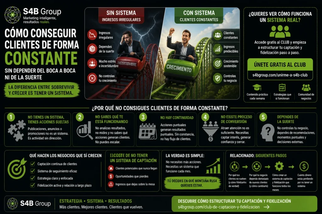 Cómo conseguir clientes de forma constante mediante estrategias de captación, marketing digital, SEO, Google Business Profile, redes sociales y fidelización.