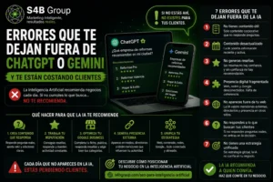 Errores que impiden aparecer en ChatGPT, Gemini, Copilot y otras inteligencias artificiales, reduciendo la visibilidad online y las oportunidades de negocio.