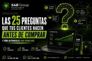 Preguntas que hacen los clientes antes de comprar sobre precio, confianza, opiniones, garantías y resultados para decidir si contratar un producto o servicio.
