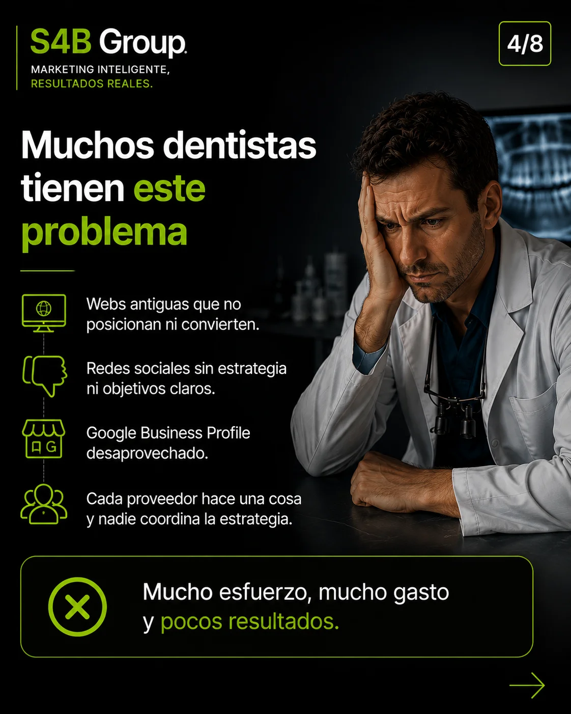 Problemas de marketing en clínicas dentales causados por una web desactualizada, falta de SEO, Google Business Profile desaprovechado y ausencia de estrategia digital.