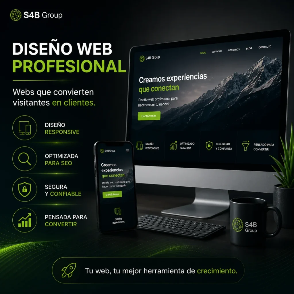 Diseño web profesional para empresas con páginas responsive, optimizadas para SEO, preparadas para convertir visitas en clientes y adaptadas a todos los dispositivos.
