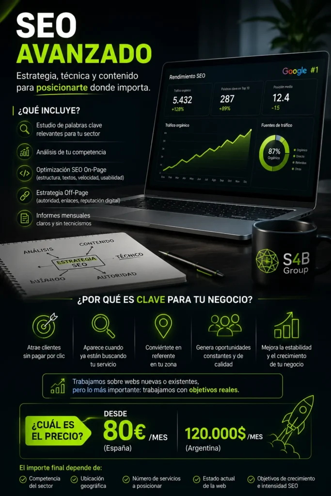 Posicionamiento SEO avanzado para aparecer en Google, atraer clientes potenciales, aumentar el tráfico orgánico y mejorar la autoridad digital de empresas y negocios.