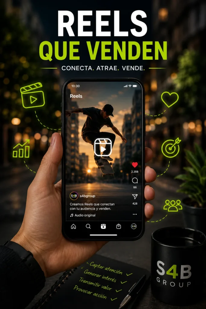 Reels para empresas diseñados para captar atención, generar confianza, aumentar el alcance en redes sociales y convertir seguidores en clientes.