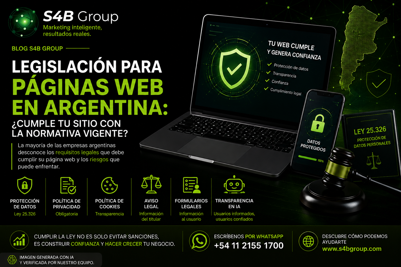 Legislación para páginas web en Argentina: requisitos legales, política de privacidad, cookies, protección de datos personales y cumplimiento de la Ley 25.326 para empresas que desean evitar sanciones y transmitir confianza.