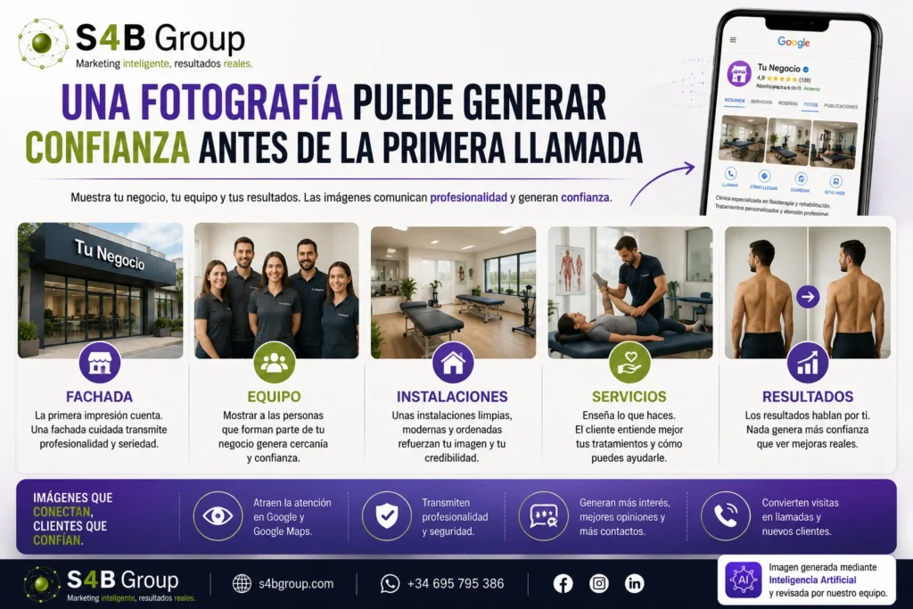 Fotografías para Google Business Profile de fachada, equipo, instalaciones, servicios y resultados que ayudan a generar confianza, mejorar la imagen profesional y captar nuevos clientes.