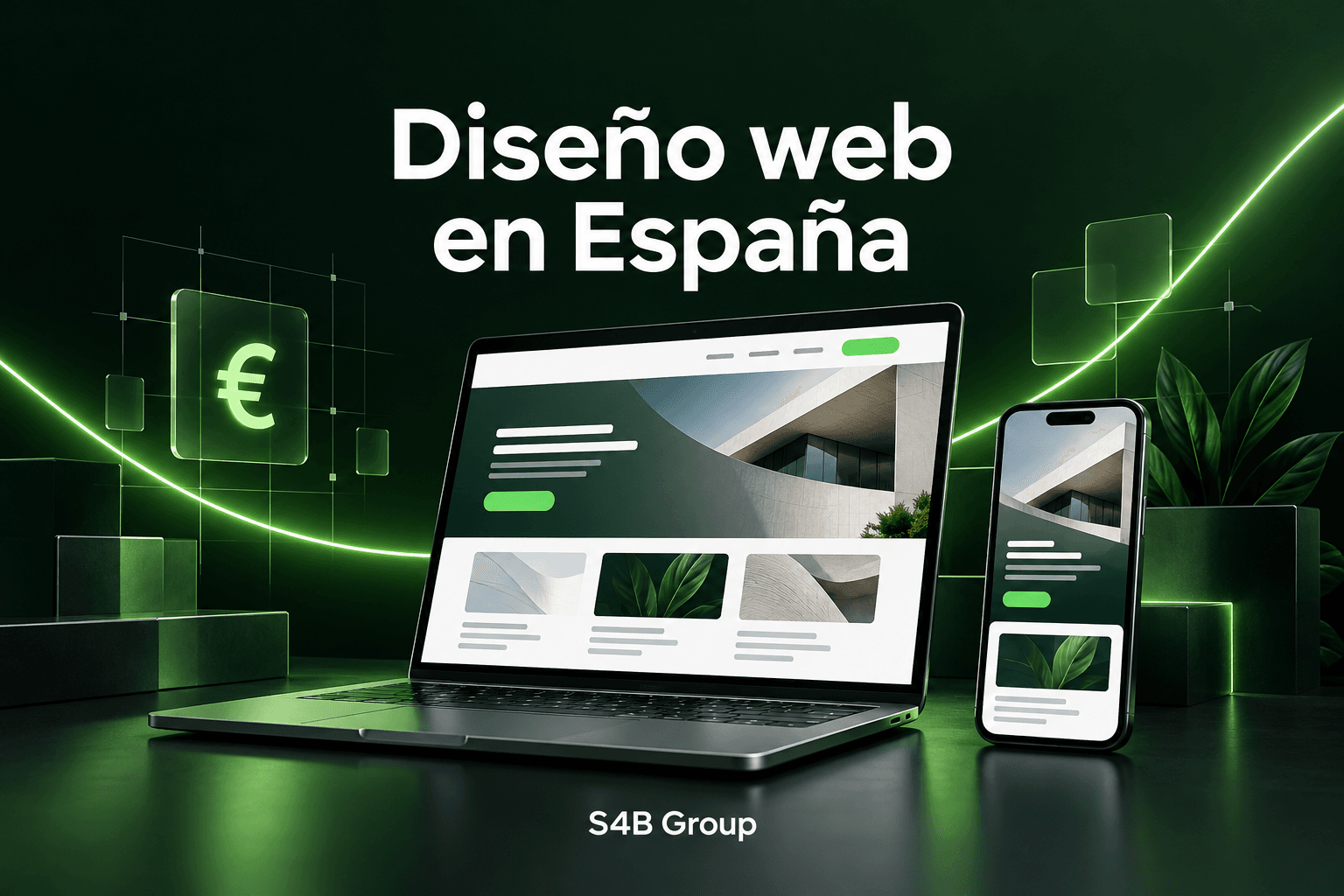 Diseño web en España: portátil y móvil con una web responsive de S4B Group